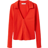 Mango Elastan/Lycra/Spandex Overdele Mango Women's Ribbed Cotton Cardigan - Orange
