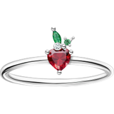Rød Ringe Thomas Sabo Charm Club Strawberry Ring - Silver/Green/Red/Transparent
