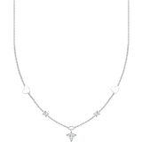 Belcher Chains Halskæder Thomas Sabo Charm Club Delicate Hearts Necklace - Silver/Transparent