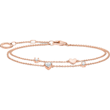 Belcher Chains Armbånd Thomas Sabo Charm Club Delicate Hearts Bracelet - Rose Gold/Transparent