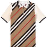 Beige Polotrøjer Burberry Kid's Icon Stripe Wool Blend Polo Shirt - Beige (P00577488)