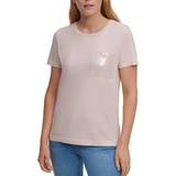 32 - Bomuld - Paillet Tøj DKNY Short Sleeve Sequin Pocket T-shirt - Iconic Blush