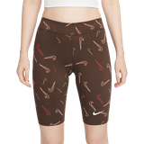 26 - Dame - Normal talje Shorts Nike Women's Sportswear Printed Dance Shorts - Baroque Brown/White