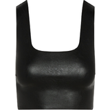 Dame - Elastan/Lycra/Spandex - Firkantet Overdele Commando Faux Leather Crop Top - Black
