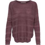 Only Stribede Sweatere Only Caviar Texture Knitted Pullover - Red/Wild Ginger