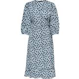 Only Dame Kjoler Only Olivia 3/4-Sleeve Wrapping Middle Dress - Blue/Fog