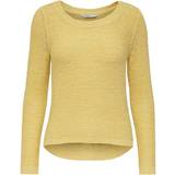Dame - Gul - Polyamid Sweatere Only Geena Texture Knitted Pullover - Beige/Straw