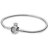 Pandora Moments Crown O & Snake Chain Bracelet - Silver/Transparent