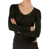 Blonder - Dame Shapewear & Undertøj Calida Richesse Lace Shirt Long Sleeve Top - WS Black