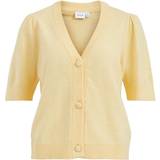 Dame - Gul - Nylon Overdele Vila Ril Short Sleeved knitted Top - Golden Haze