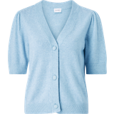 Dame - Kort ærme Trøjer Vila Ril Short Sleeved knitted Top - Kentucky Blue