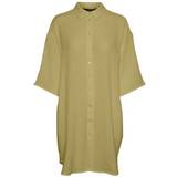 Bomuld - Trekvartlange ærmer Kjoler Vero Moda Long Overdimensed Shirt - Green/Sage
