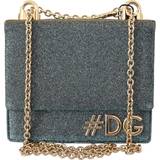 Dolce & Gabbana Bomuld Tasker Dolce & Gabbana Blue Cotton #DG Gold Chain Mini Crossbody Borse Bag Blue ONESIZE