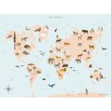 Papir Vægdekorationer Vissevasse World Map with Animals Plakat