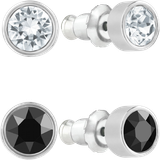 Blank Smykkesæt Swarovski Harley Pierced Earring Set - Silver/Black/Transparent