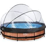 Pools Exit Toys Round Wood Pool with Filter Pump and Dome Ø3.6x0.76m
