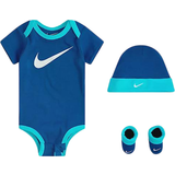 Nike Baby Swoosh Bodysuit Hat & Booties Set - Blue