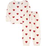 Petit Bateau Piger Børnetøj Petit Bateau Children's Hearts Print Fleece Pyjamas - Marshmallow White/Terkuit Red (A00FR01040)