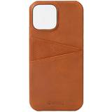 Krusell Metaller Mobiltilbehør Krusell Leather CardCover iPhone 13 Cognac