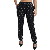 44 - Silke Bukser & Shorts Dolce & Gabbana Printed Mid Waist Skinny Silk Pants - Black