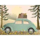 Vissevasse Brugskunst Vissevasse VW Beetle Green Plakat 70x50cm