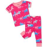 Hatley Børnetøj Hatley Organic Cotton Baby Short Sleeve Pajama - Frolicking Unicorns (S22USI1255)