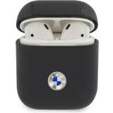 Sølv Tilbehør til høretelefoner BMW Airpods 1/2 Case Leather Navy Metal Logo Silver