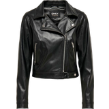 Only 18 Overtøj Only Faux Leather Biker Jacket - Black