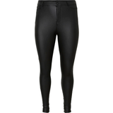 48 - Polyuretan - Sort Bukser & Shorts Vero Moda Sorte coatede skinny jeans fra Curve