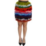 Dolce & Gabbana Fjer Nederdele Dolce & Gabbana High Waist Mini Feather Skirt - Multicolor