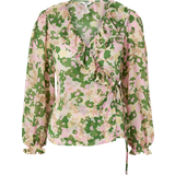 Blomstrede - Flæse - Grøn Tøj Object Kirsten Wrap Top - Green