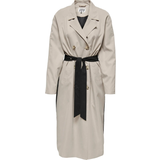 Only Polyamid Overtøj Only Contrast Colored Trench Coat - White/Simply Taupe