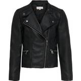 Piger - Vinterjakker Only Freya Biker Imitation Leather Jacket - Black (15198182)