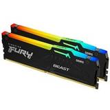Kingston Rød RAM Kingston Fury Beast RGB Black DDR5 5200MHz 2x32GB (KF552C40BBAK2-64)