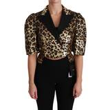 Dame - Gul - L Blazere Dolce & Gabbana Women's Leopard Sequined Jacket JKT2564 IT46