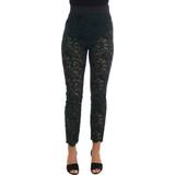 42 - Dame - Grøn Jeans Dolce & Gabbana DG Floral Lace Leggings Pants IT42