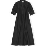 32 - Dame - Skjortekrave Kjoler Ganni Cotton Poplin Dress - Black