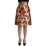 Guld Nederdele Dolce & Gabbana Women's Floral Jacquard High Waist Mini Skirt SKI1417 IT36
