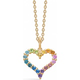 Mads Z Tender Heart Rainbow Pendant Necklace - Gold/Sapphire/Topaz/Tourmaline/Amethyst