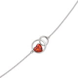 Rød Halskæder Støvring Design Circle Pendant with Elegant Heart Necklace - Silver/Amber