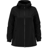 Zizzi XL Overtøj Zizzi Short softshell jacket with Hood - Black