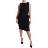 48 - Elastan/Lycra/Spandex - Ærmeløs Kjoler Dolce & Gabbana Floral Sheath Stretch Formal Dress - Black