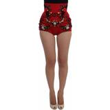 Dame - Silke Shorts Dolce & Gabbana Silk Crystal Roses Shorts - Red