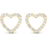 Izabel Camille Topaz Sparkling Hearts Stud Earrings - Gold/Transparent