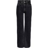 Ballonærmer - Dame Jeans Only Juicy Wide Leg Jeans - Black Denim