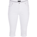 48 - Hvid - Høj talje Bukser & Shorts Zizzi Emily Capri Jeans - White