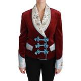 Dolce & Gabbana Womens Velvet Baroque Crystal Blazer Jacket Cotton