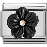 Sort Smykker Nomination Composable Classic Flower Charm - Silver/Black