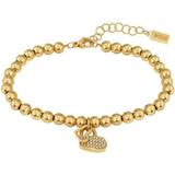 Hugo Boss Dame Armbånd HUGO BOSS Soulmate Heart Beaded Bracelet - Gold/Transparent