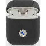 Sølv Tilbehør til høretelefoner BMW Bma2Sslbk Airpods Cover Black/Black Geniune Leather Silver Logo